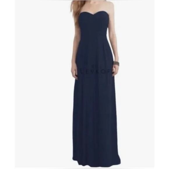 Bill Levkoff SHILOH 1121 Sweetheart Chiffon Dress Formal Gown Navy Size 4 - Picture 1 of 8
